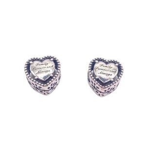 Sterling Silver 925 Family Heart Charms for Bracelet Jewelry Making